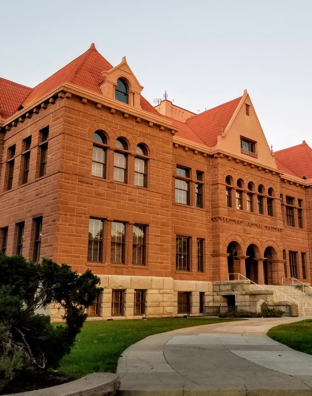 Old Orange County Courthouse, historic red sandstone landmark in Santa Ana, California